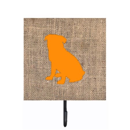 Micasa Pug Burlap And Orange Leash Or Key Holder MI232078